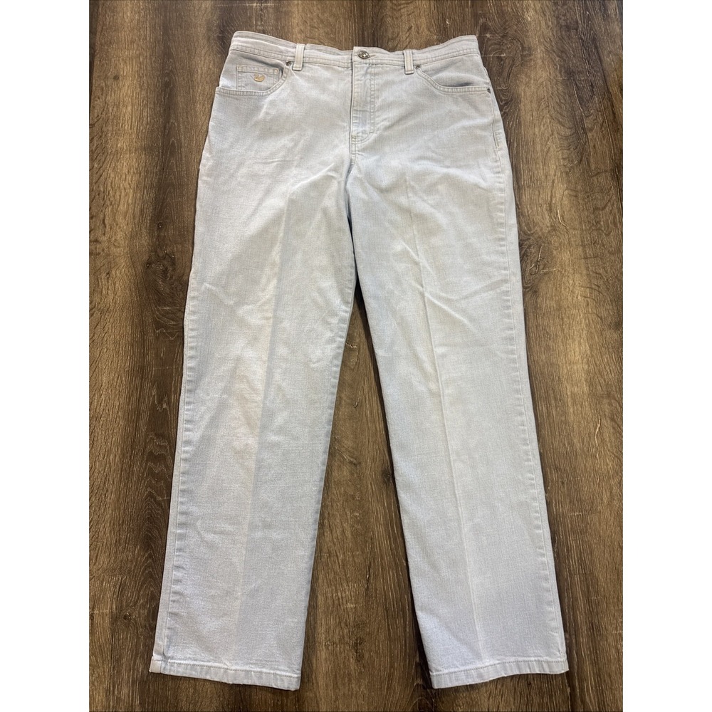 Classic GLORIA VANDERBILT Jeans Womens Straight Pants Light Blue DENIM W34 X L38